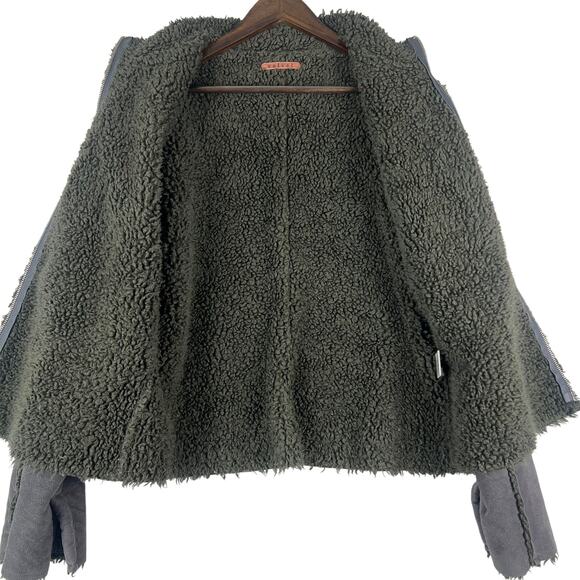 VELVET Anthropologie Faux Sheerling Charcoal Gray Zip Up Jacket SZ XL EUC - Picture 4 of 10